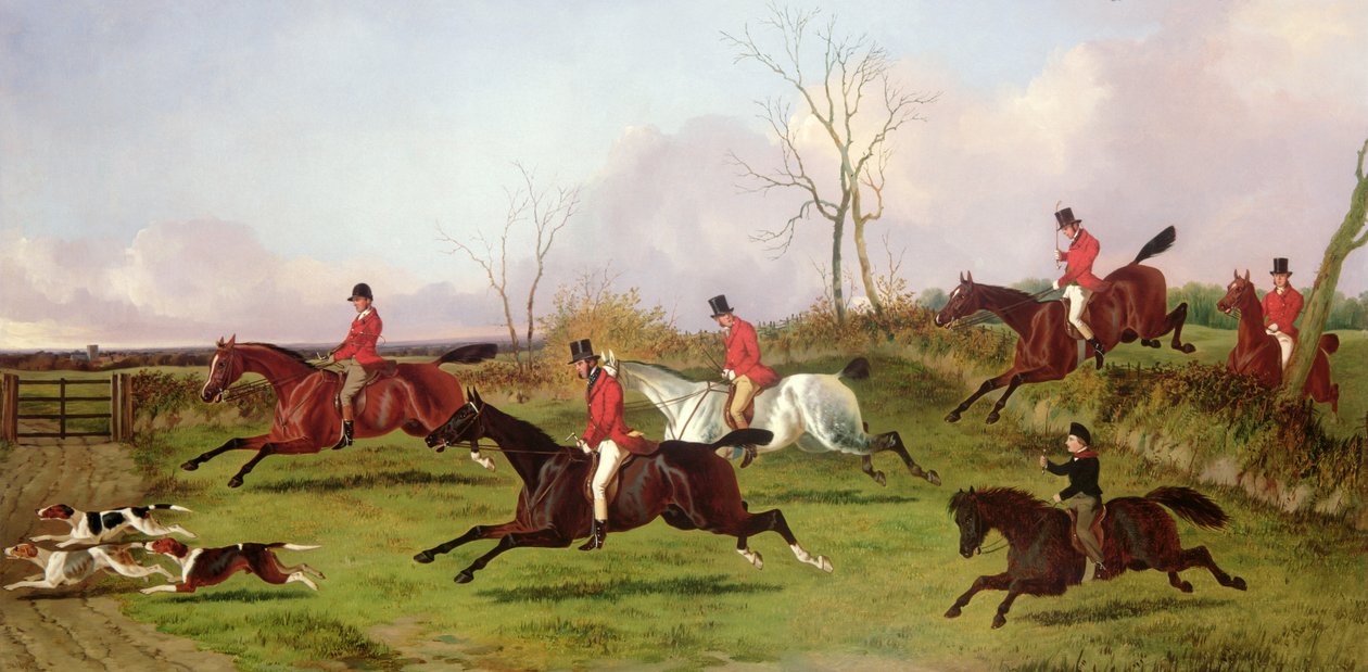 Full Cry with His First Hunt (olie på lærred) af John Dalby