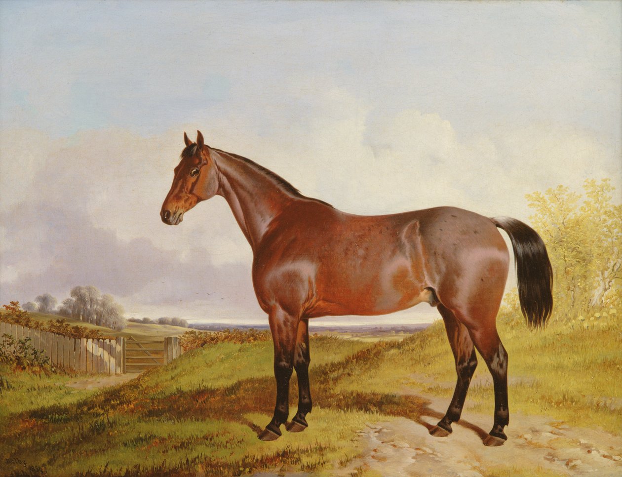 Studie af en bugtjæger i et landskab, 1854 af John Dalby