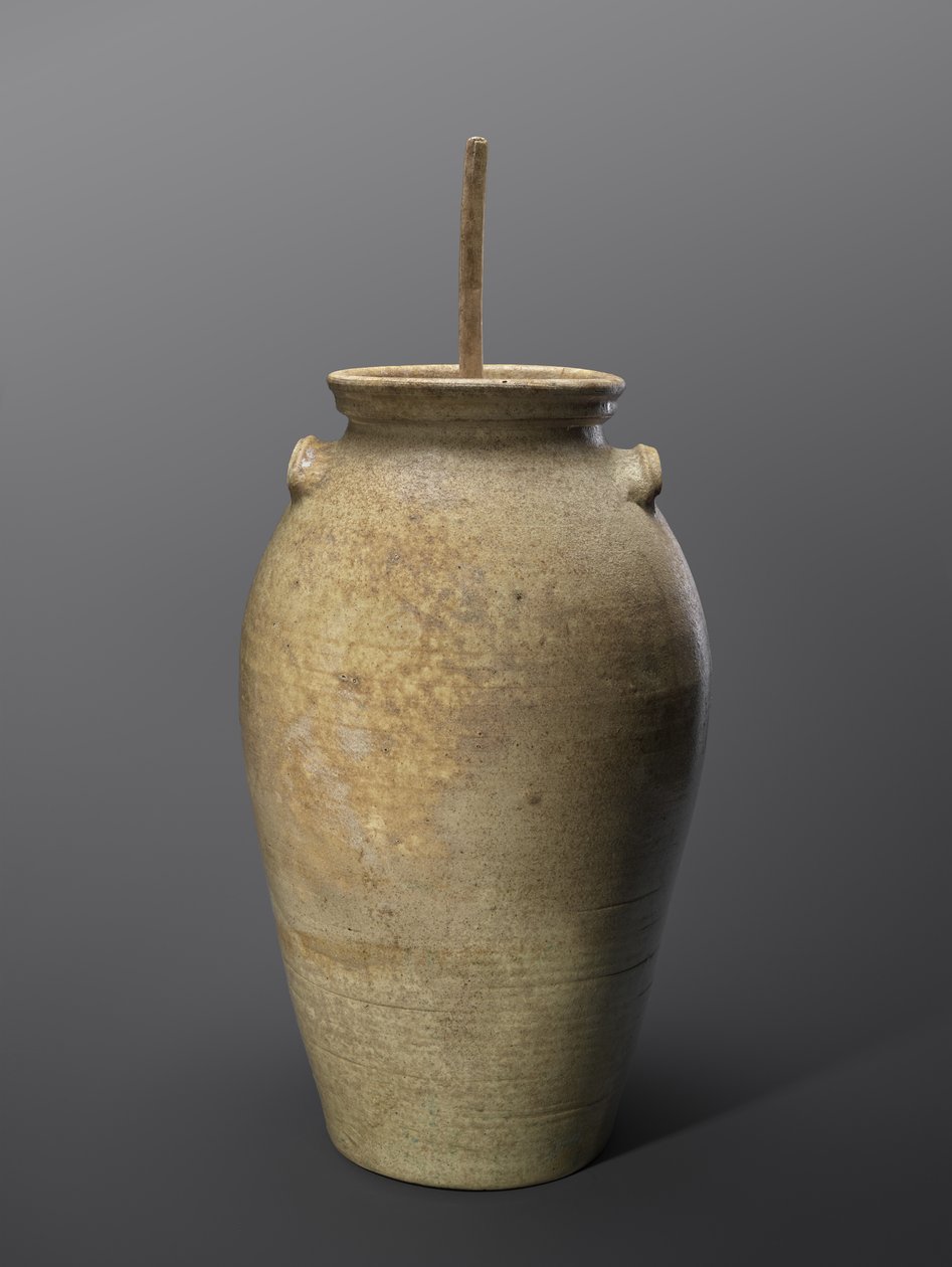 Churn, ca. 1850-1883 (alkalisk glaseret stentøj med træ) af John Davis (attr.to) Leopard