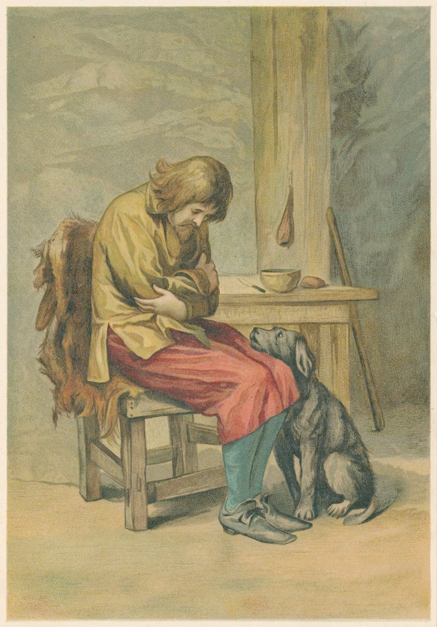 Scene fra Robinson Crusoe af Daniel Defoe, 1892 af John Dawson Watson