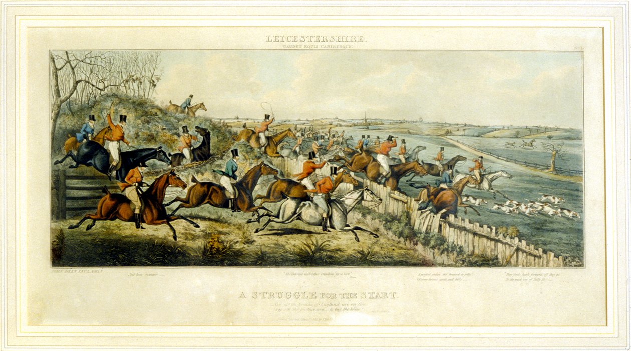 A Struggle for a Start, The Leicestershires, graveret af Henry Alken (1785-1851) 1825 (farvegravering) af John Dean (after) Paul