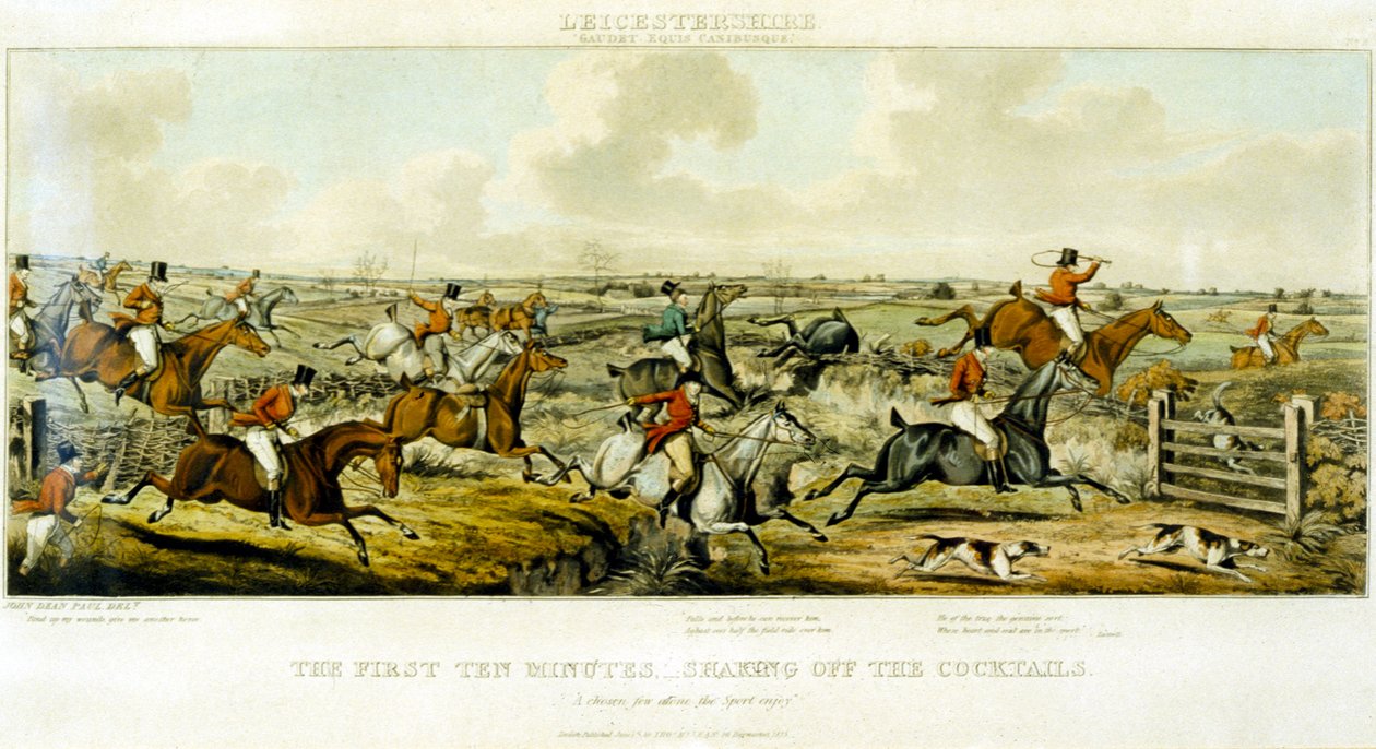 De første ti minutter, The Leicestershires, graveret af Henry Alken (1785-1851) 1825 (farvegravering) af John Dean (after) Paul