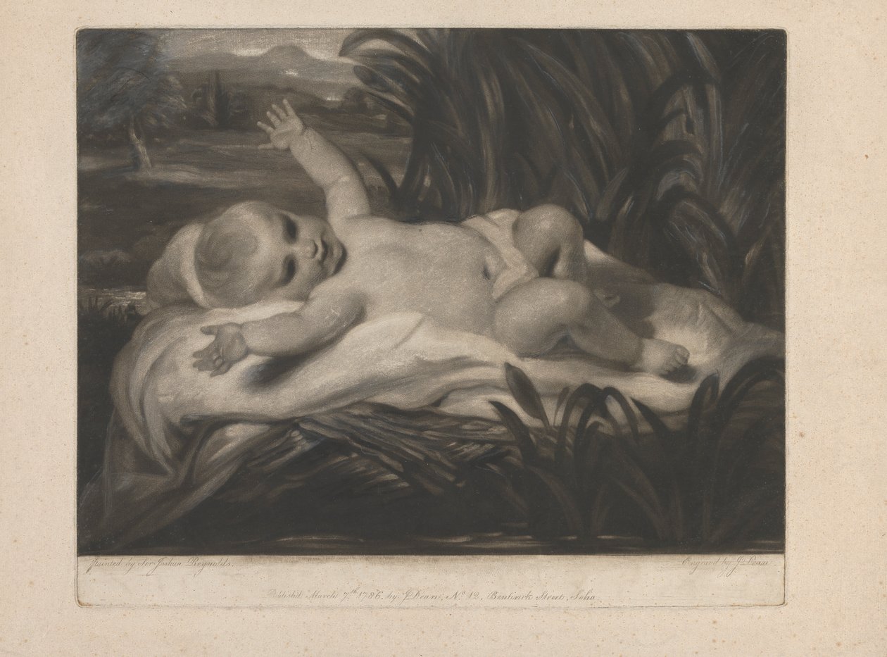 Moses in the Bulrushes [tilbageliggende barn] af John Dean