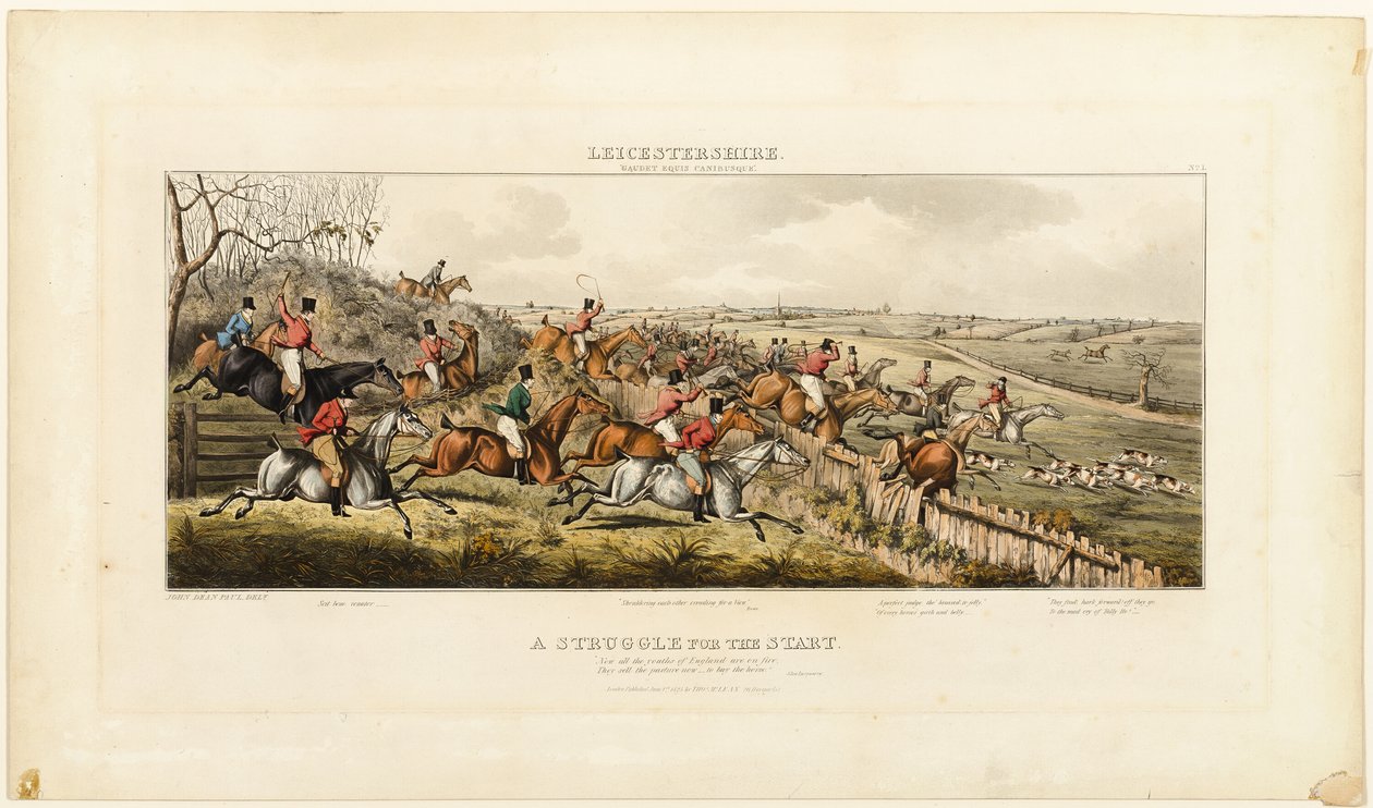 A Struggle for the Start, plade en fra The Leicestershire Hunt af John Dean Paul