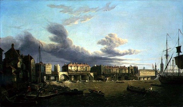 Udsigt over Old London Bridge, som den var i 1747 (olie på lærred) af John Dean Paul