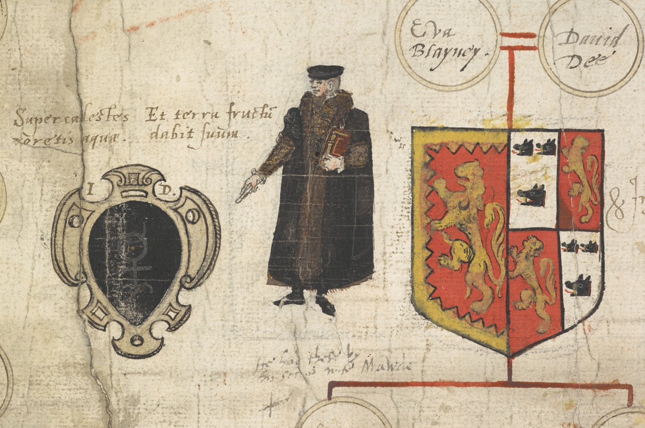 En detalje fra genealogisk fortegnelse over John Dees afstamning … der viser hans slægtskab med Suverænerne af House of Tudor af John Dee