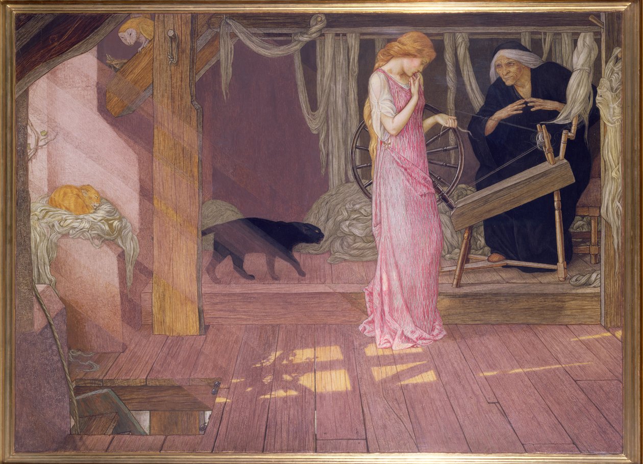 Sleeping Beauty: The Princess Pricks her Finger (tempera) af John Dickson Batten