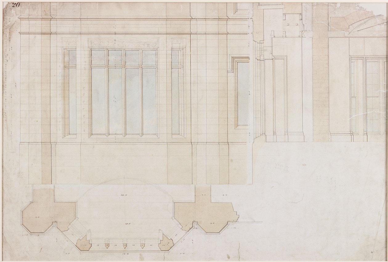 Design til vindue hos Holme Eden (pen og blæk og vask (blå og brun) på papir (på papir)) af John Dobson