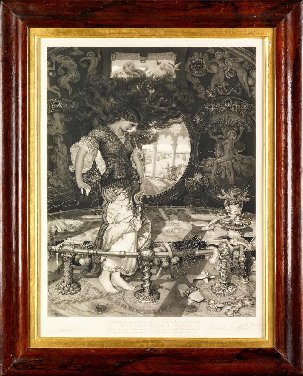 The Lady of Shalott (mezzotint) af John Douglas Miller