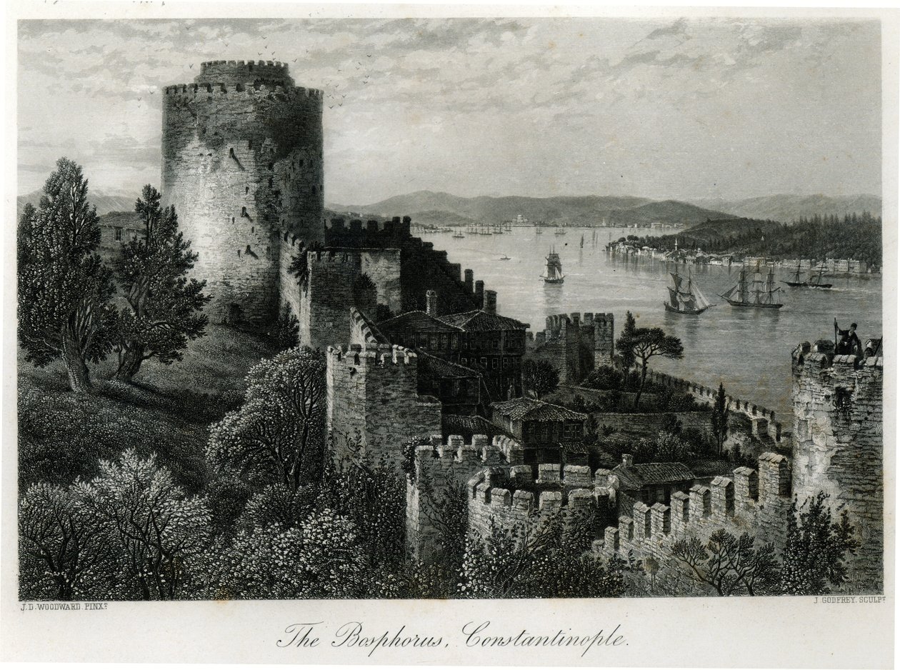Bosporus, Konstantinopel, graveret af J. Godfrey af John Douglas Woodward