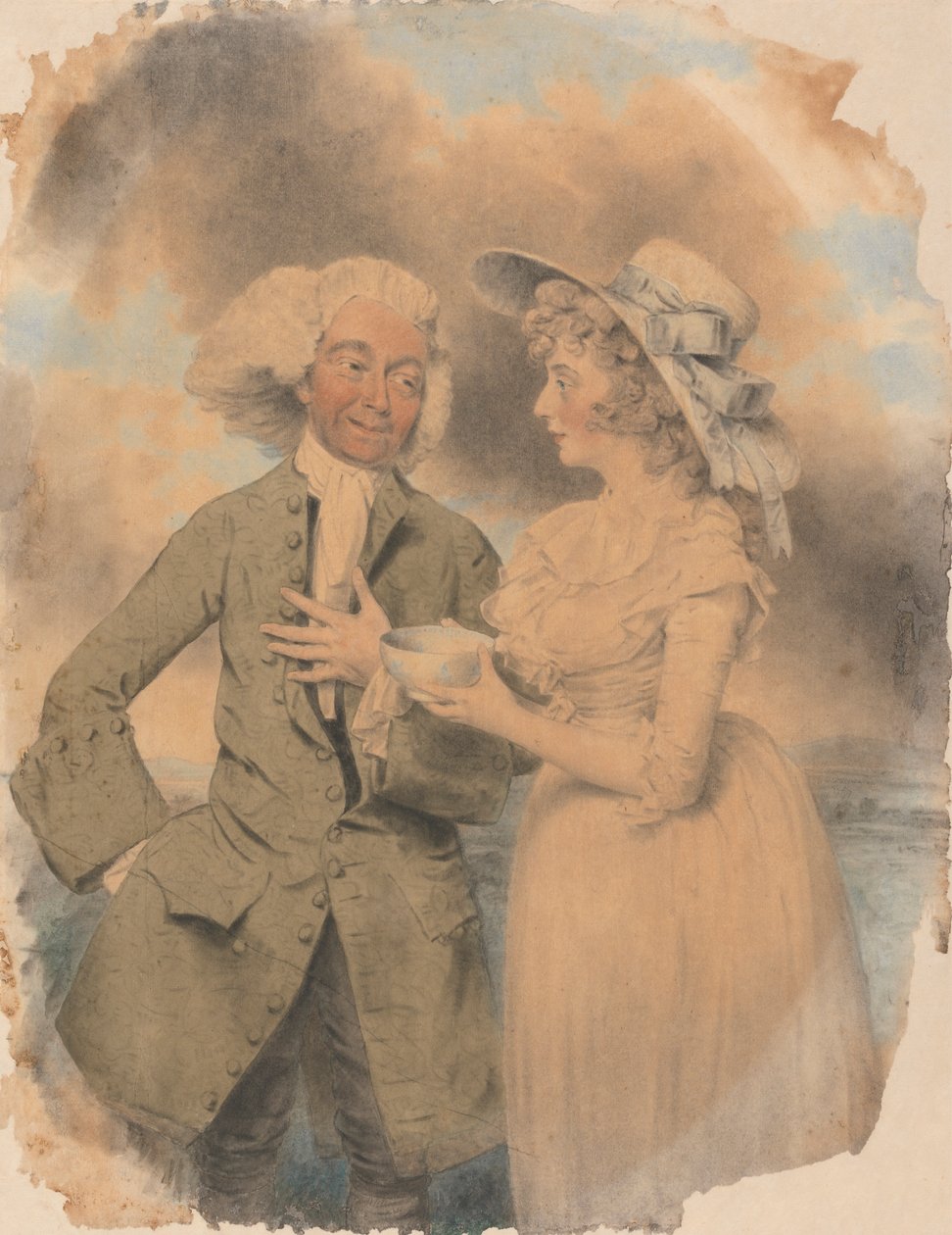 John Edwin og fru Mary Wells som Lingo og Cowslip i "The Agreeable Surprise" af John Downman