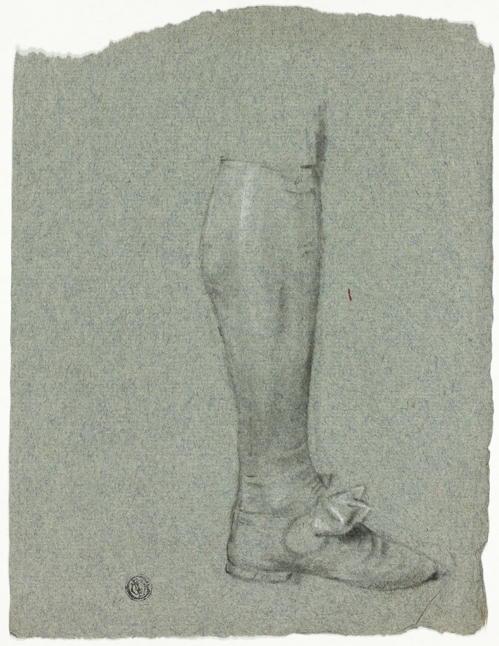 Ben af stående figur (recto); Skitse af sko (verso) af John Downman