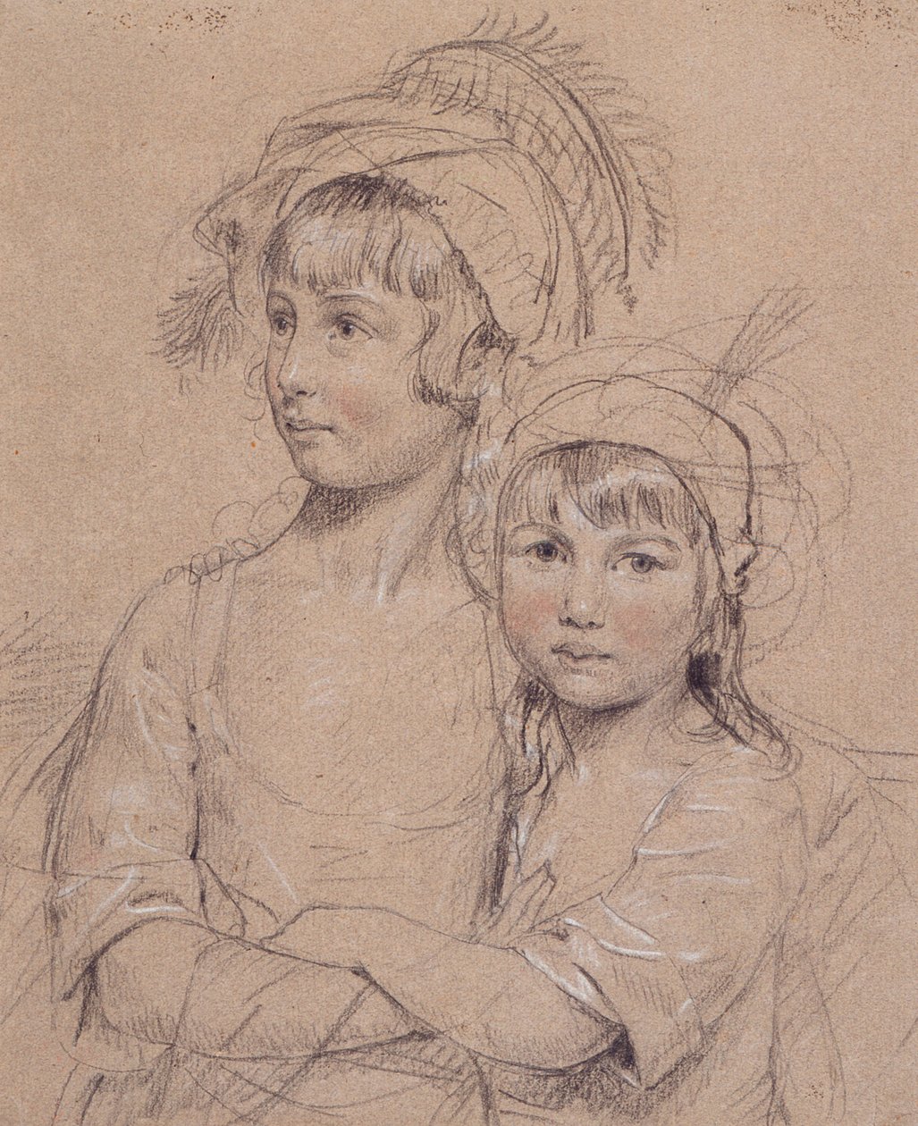 Nr.1857 Frøkenerne Rigby, de to døtre af hr. Rigby af Norwich (1747-1821), en berømt kirurg, 1778 (kridt på papir) af John Downman