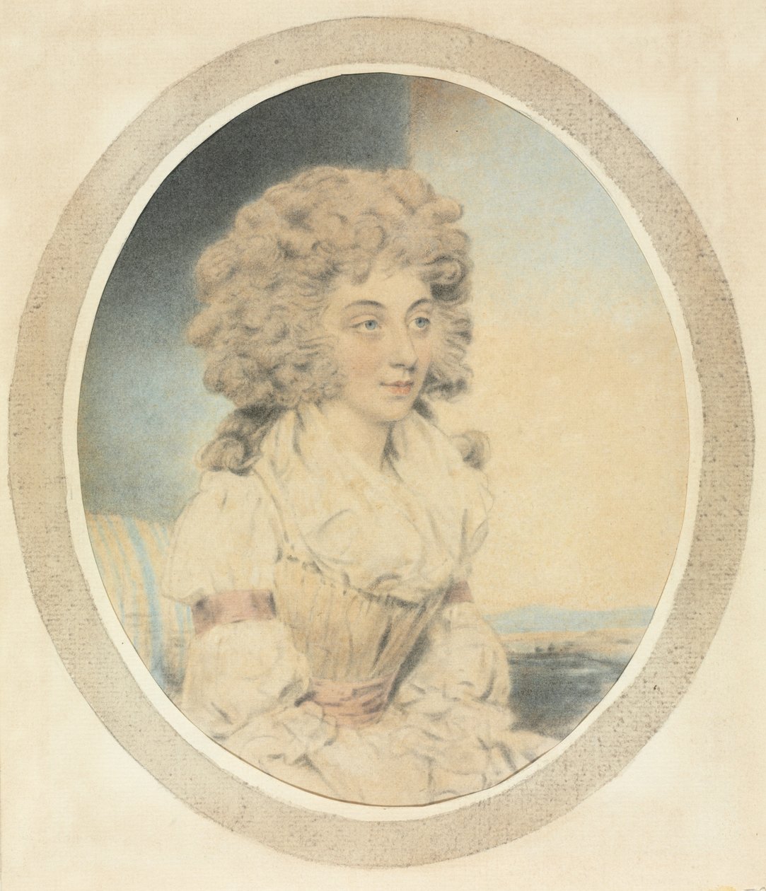 Siddende ung dame vendt mod højre. af John Downman