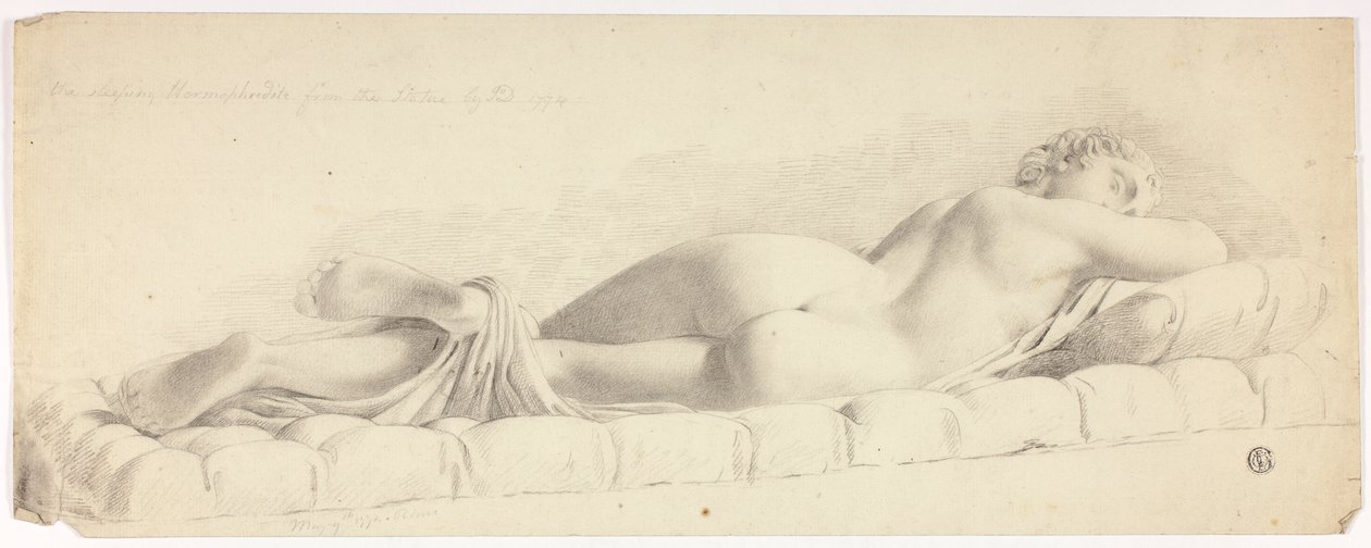 Gammel statue af sovende Hermafrodit af John Downman