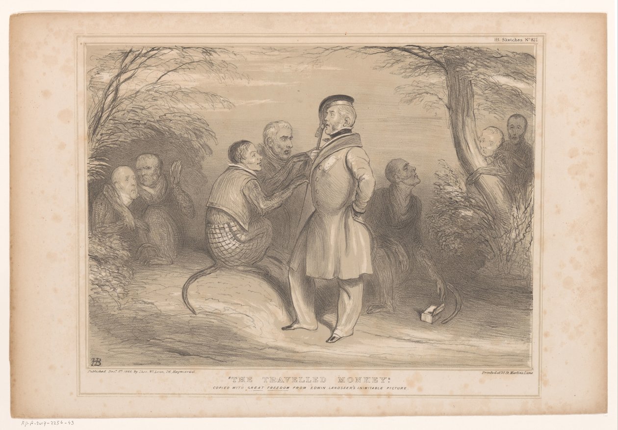Lord Palmerston i et land af apen Den berejste abe. Kopieret med stor frihed fra Edwin Landseers uforlignelige billede (titel på objekt) HB Sketches (serietitel på objekt) af John Doyle