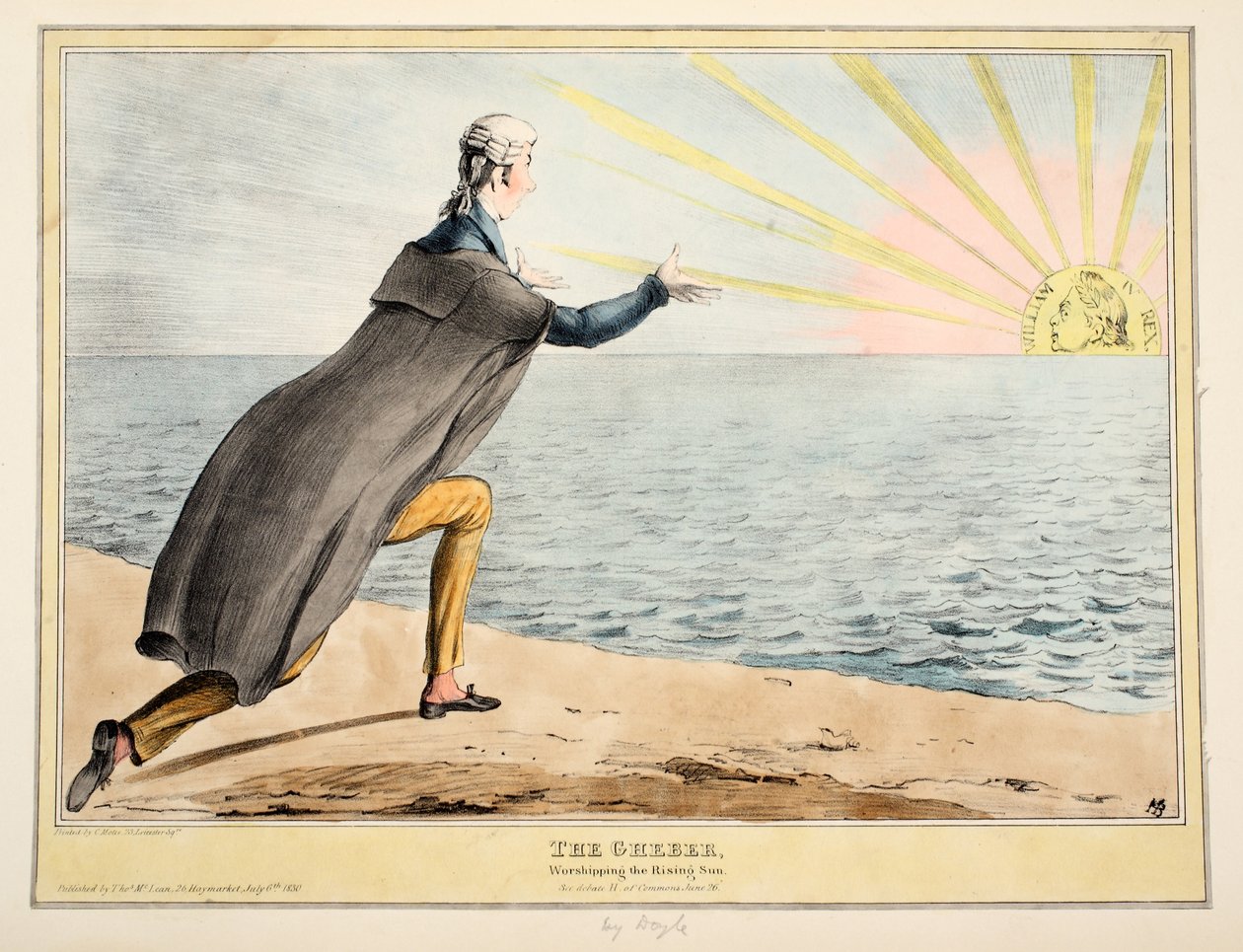 The Gheber: Worshiping the Rising Sun, 1830 (håndfarvet gravering) af John Doyle