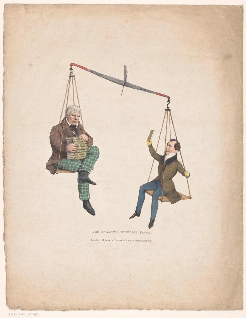 Vægten med forfatterne Walter Scott og Thomas Moore Balancen mellem offentlig gunst (titel på objekt) af John Doyle