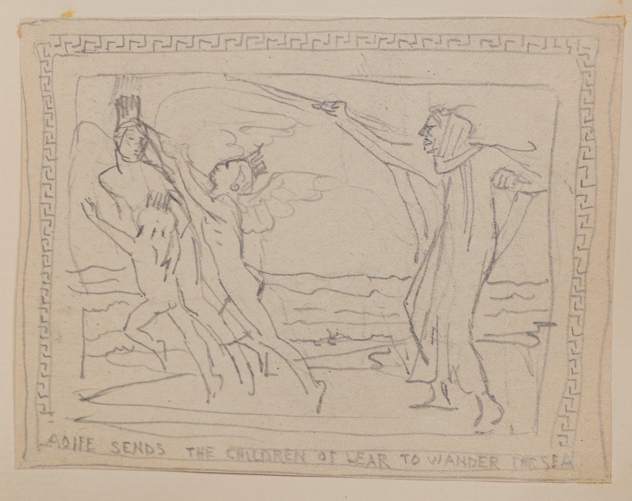 Aoife sender Lirs børn for at vandre i havet (blyant) af John Duncan