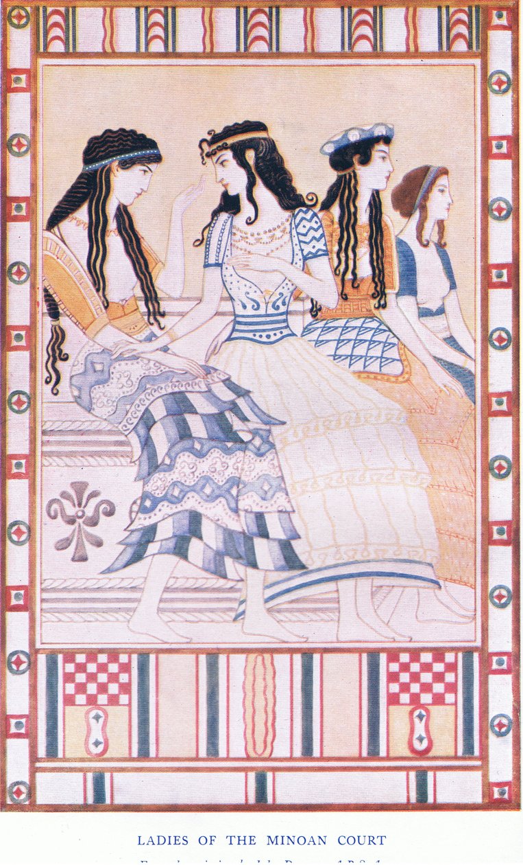 Ladies of the Minoan Court, illustration fra Myths of Crete og Pre-Hellenic Europe pub. af Gresham Publishing Company Limited 1920