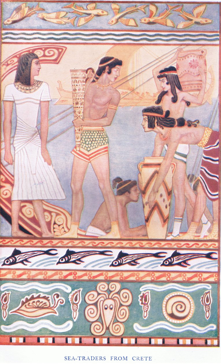 Havhandlere fra Kreta, illustration fra Myths of Crete og Pre-Hellenic Europe pub. af Gresham Publishing Company Limited 1920