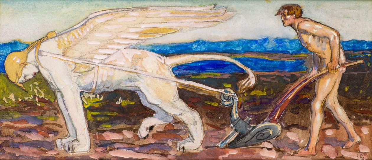 Sfinksen og ploven (akvarel) af John Duncan