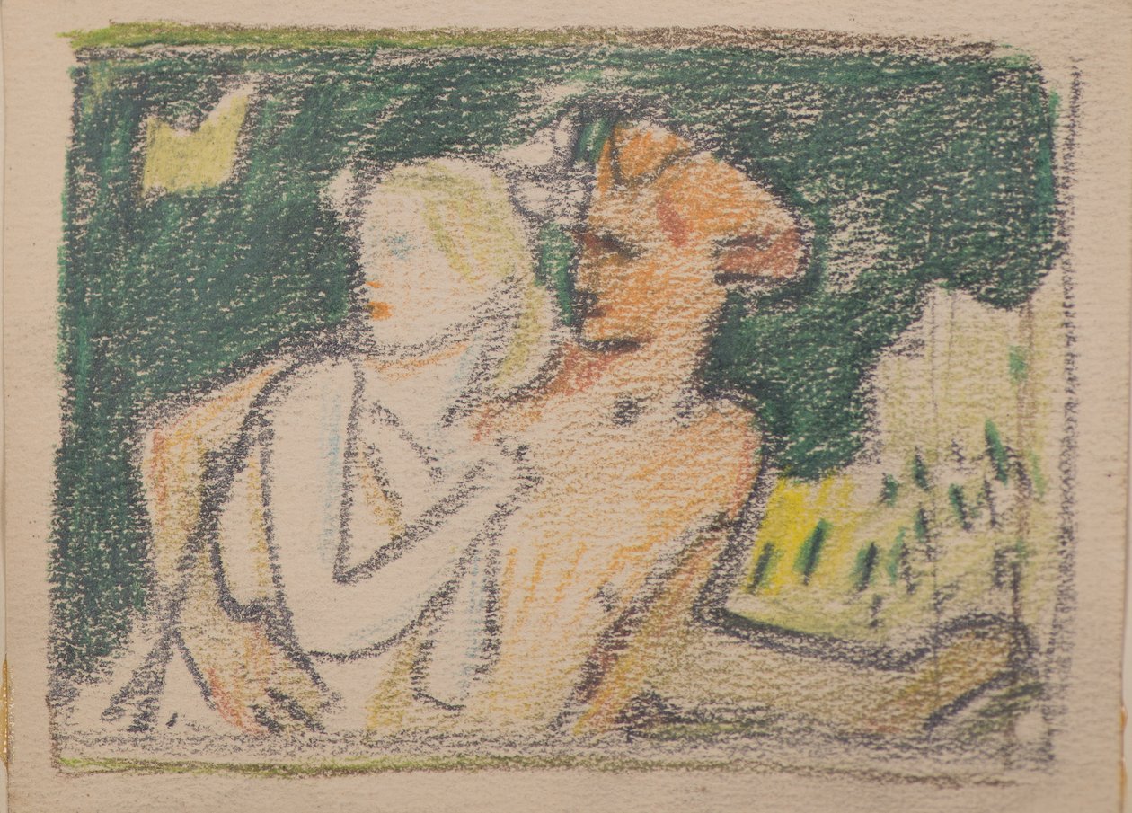 Uden titel [Flygtende par] (blyant) af John Duncan
