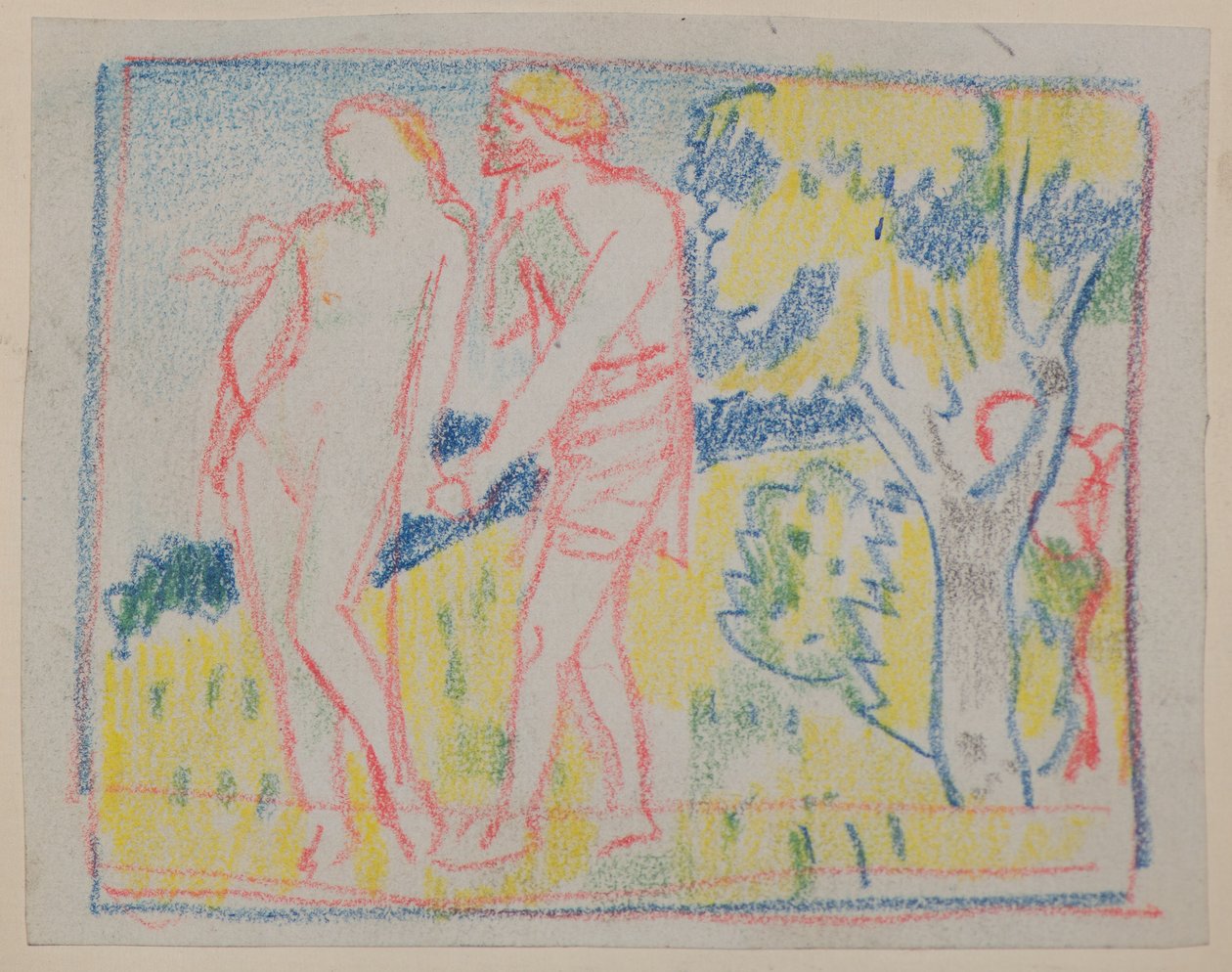 Uden titel [Mand- og kvindefigur i et landskab] (blyant) af John Duncan