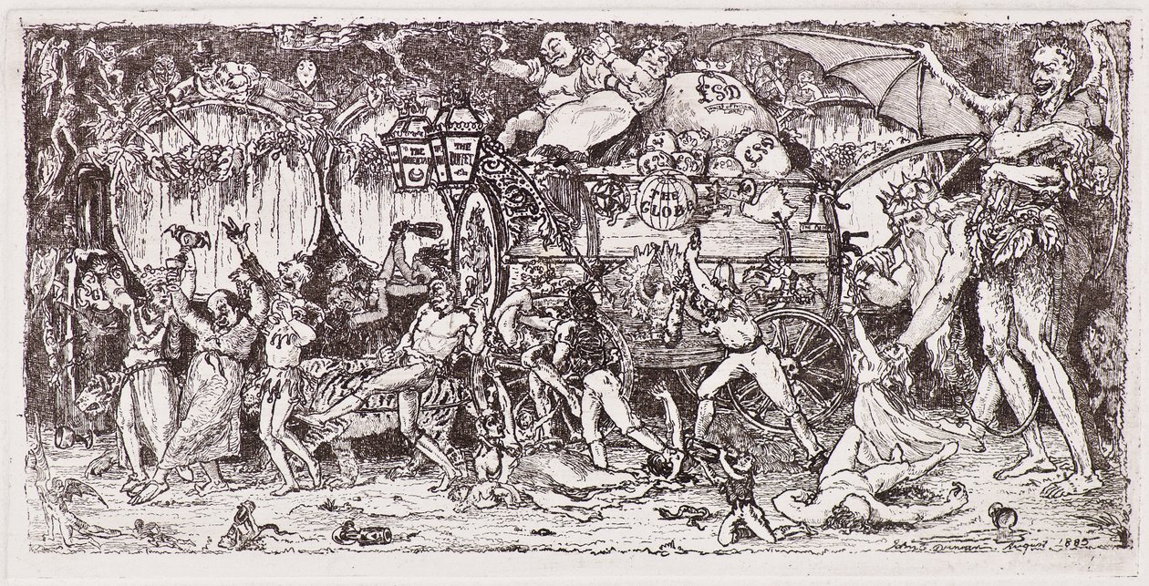 Vintønde trukket af fire tigre af John Duncan