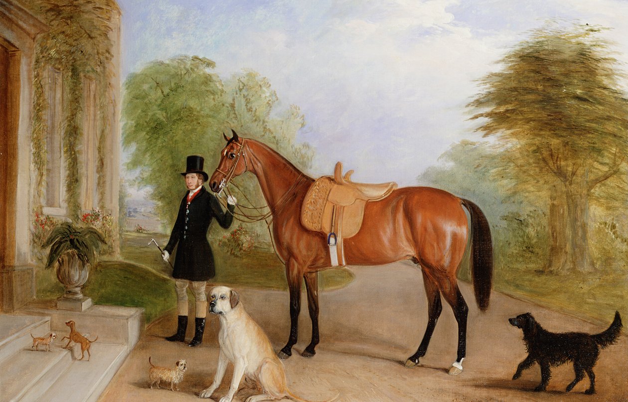 En brudgom med en hest af John E. Ferneley