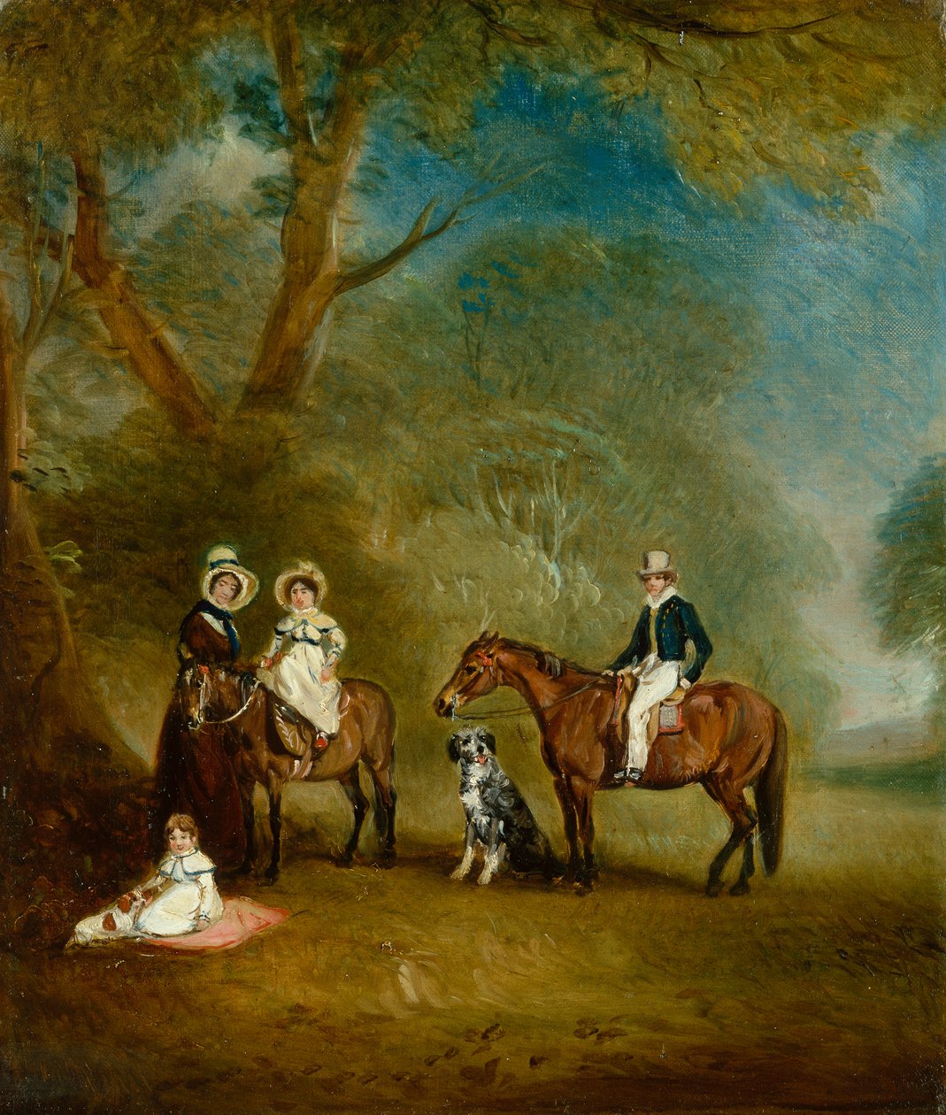Pares Family of Hopwell in a Wooded Landscape (olie på lærred) af John E. Ferneley