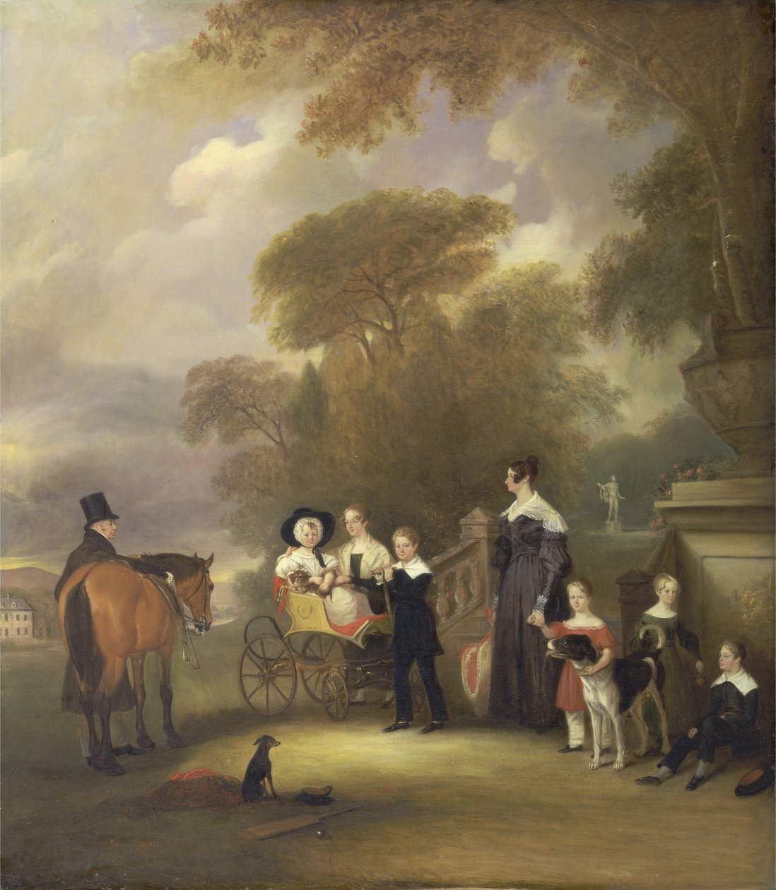 Præsten og fru Henry Palmer med deres seks yngre børn i Withcote Hall, nær Oakham, Leicestershire af John E. Ferneley