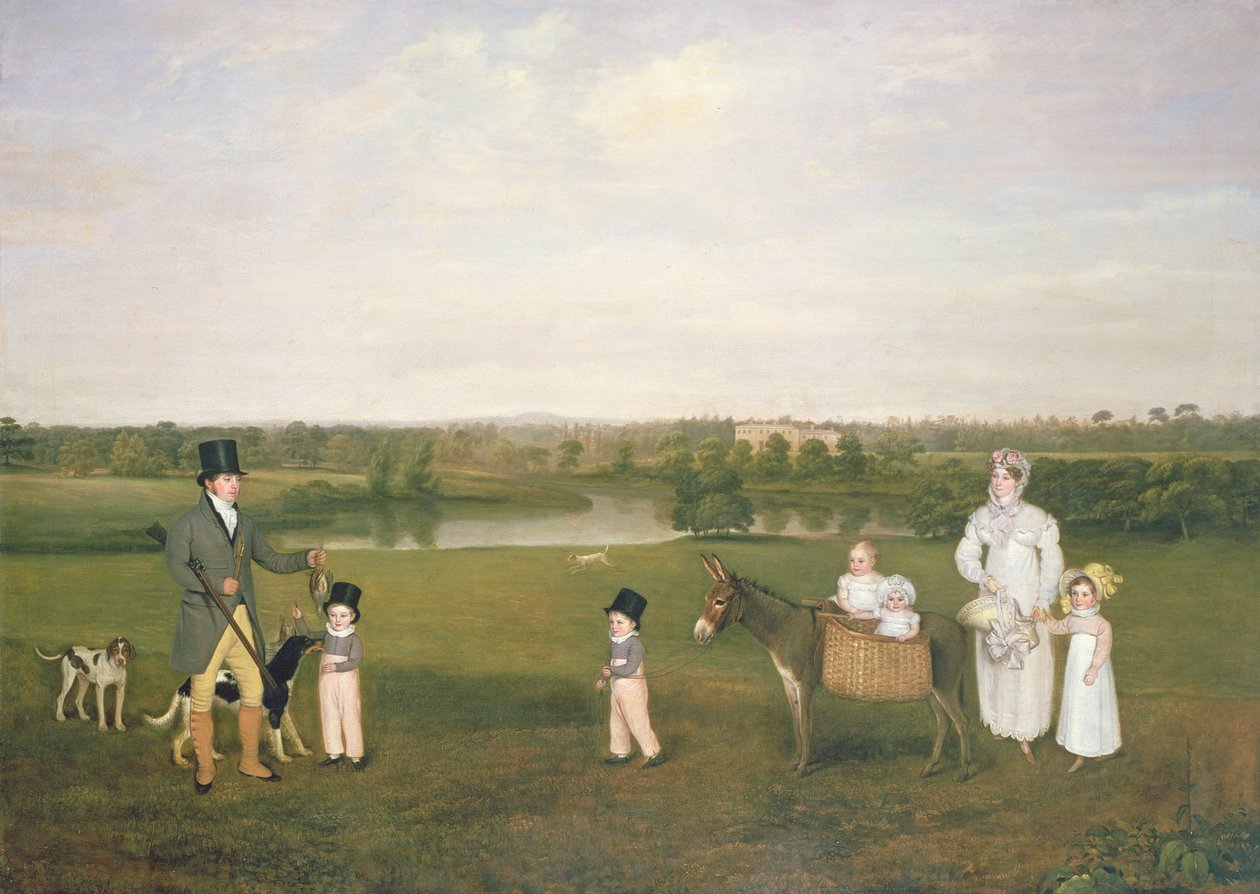 William Hetton Cooke med sin hustru og børn i Worleston Rookery, Chester af John E. Ferneley
