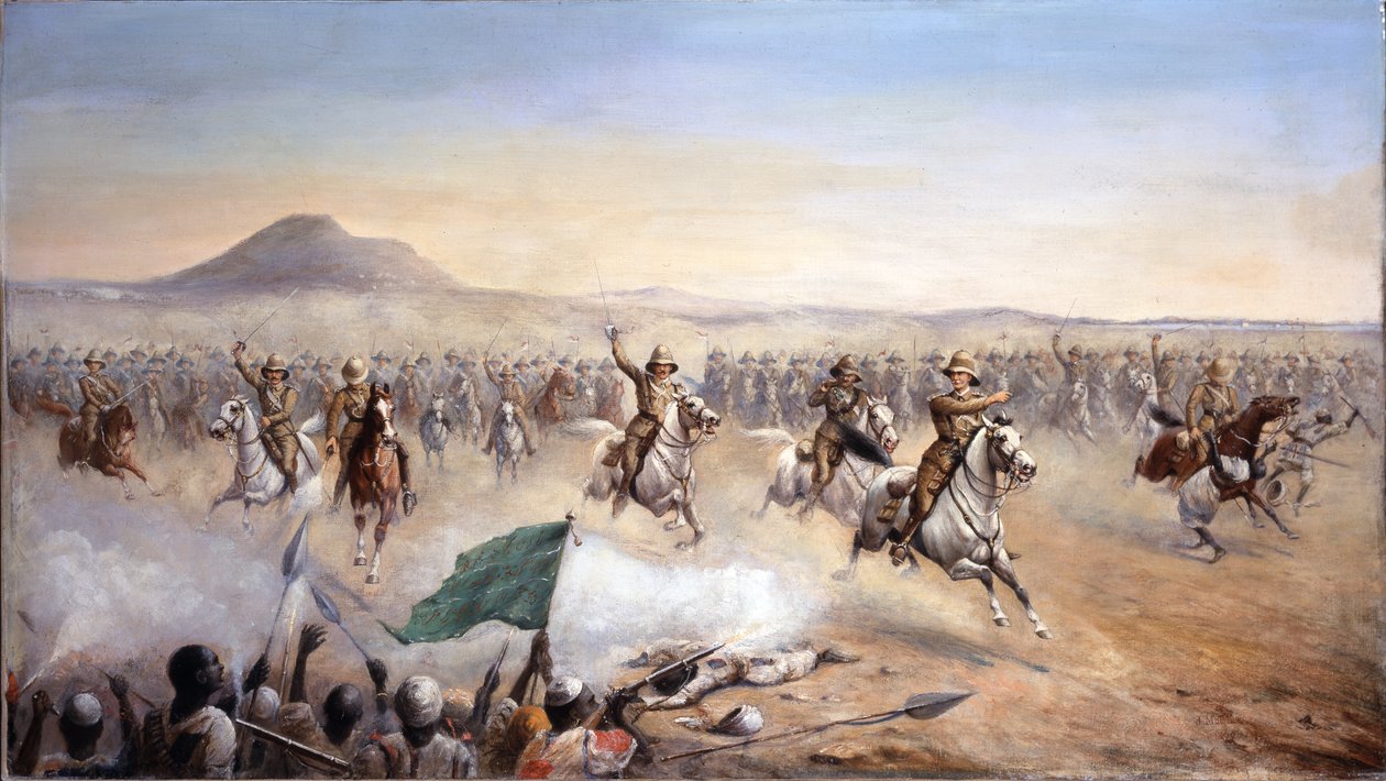 The Charge of the 21st Lancers at Omdurman, 2. september 1898 (olie på lærred) af John Edward Chapman Mathews