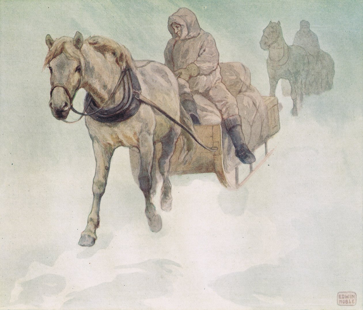 Hestetrukket slæde, illustration fra 
