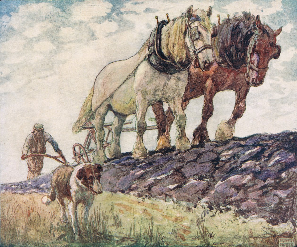 Pløjning af marken, illustration fra 