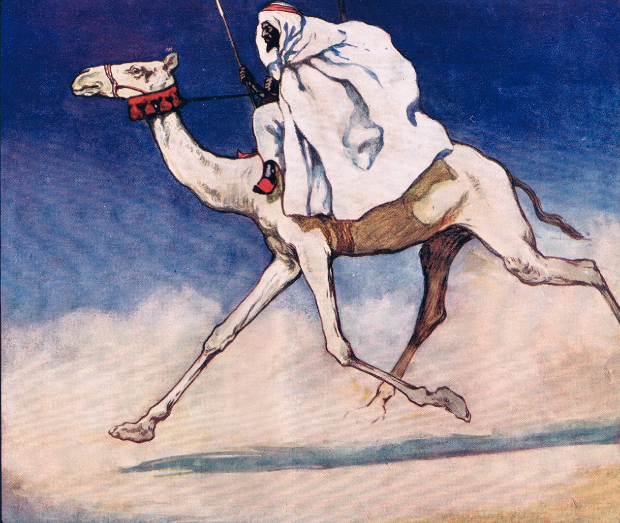 Riding a camel, illustration fra 