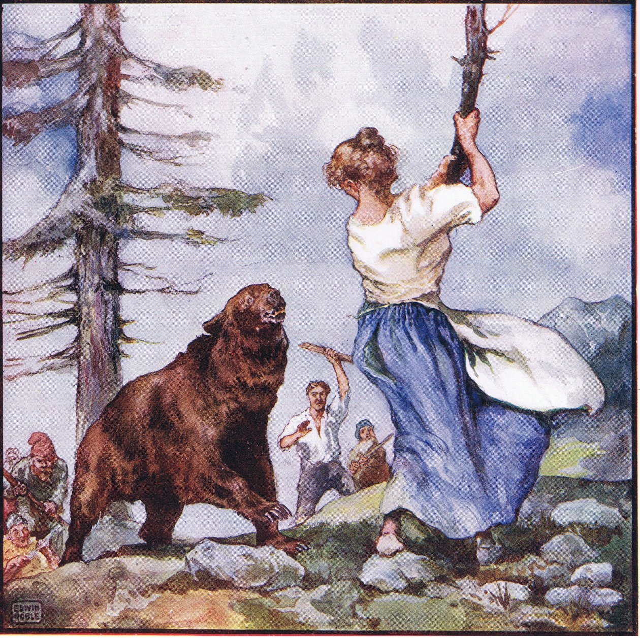 Dyret syntes ikke, denne behandling var helt fair (farve litho) af John Edwin Noble
