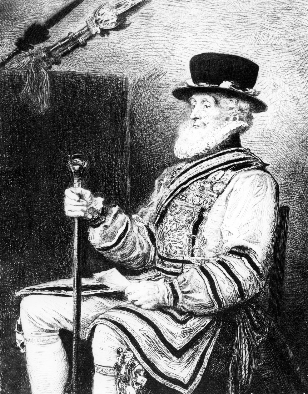 The Yeoman of the Guard, tryk lavet af Charles Waltner af John Everett (after) Millais