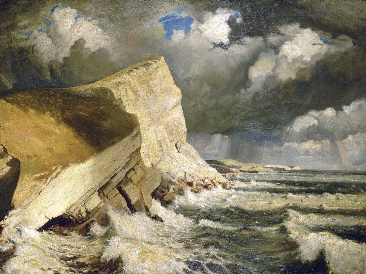 Lulworth Creek i Dorset (England). Olie på lærred af Herbert Barnard John Everett (1876-1949) af John Everett