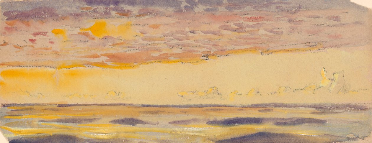 Havlandskab, gult hav og lilla skyer, slutningen af det 19. århundrede - midten af det 20. århundrede (akvarel, pastel) af John Everett