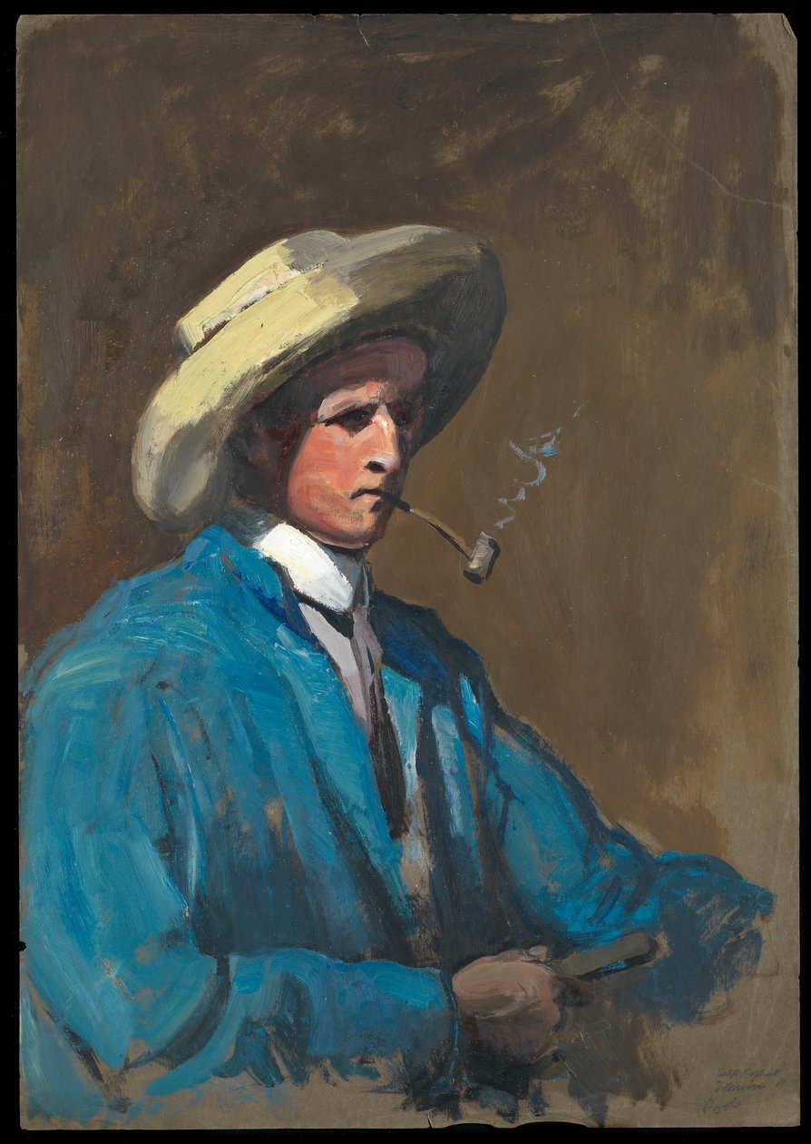 Selvportræt af Herbert Barnard John Everett BHC2683, begyndelsen af det 20. århundrede (olie på papir) af John Everett