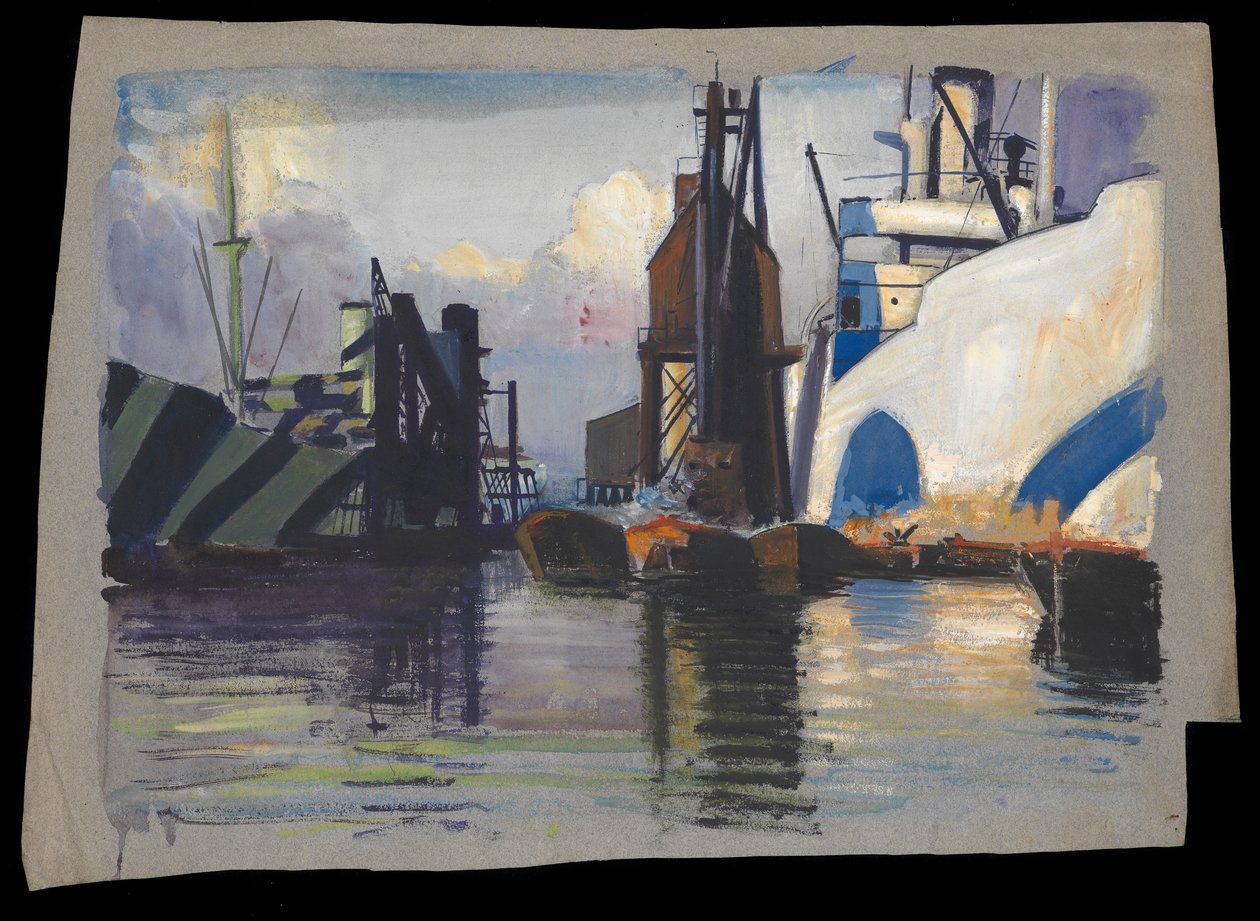 Udsigt over en havn af John Everett