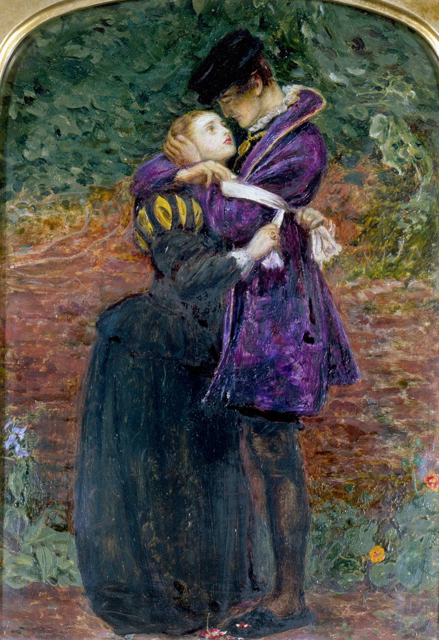 En huguenot, der nægter at bære det romersk-katolske mærke for at blive beskyttet på Sankt Barthelemys dag af John Everett Millais