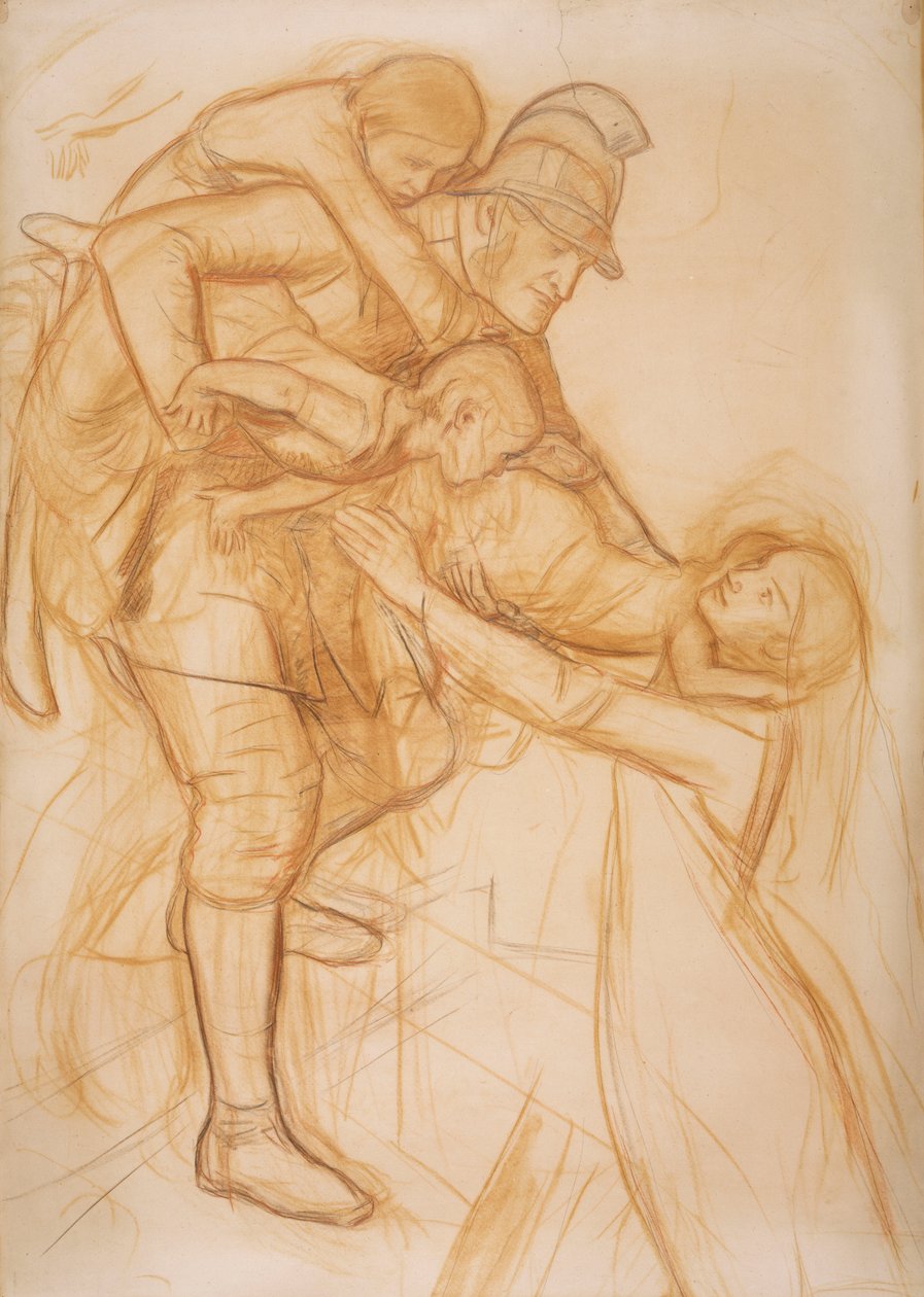 Tegnefilm til "Redningen", ca. 1855 af John Everett Millais
