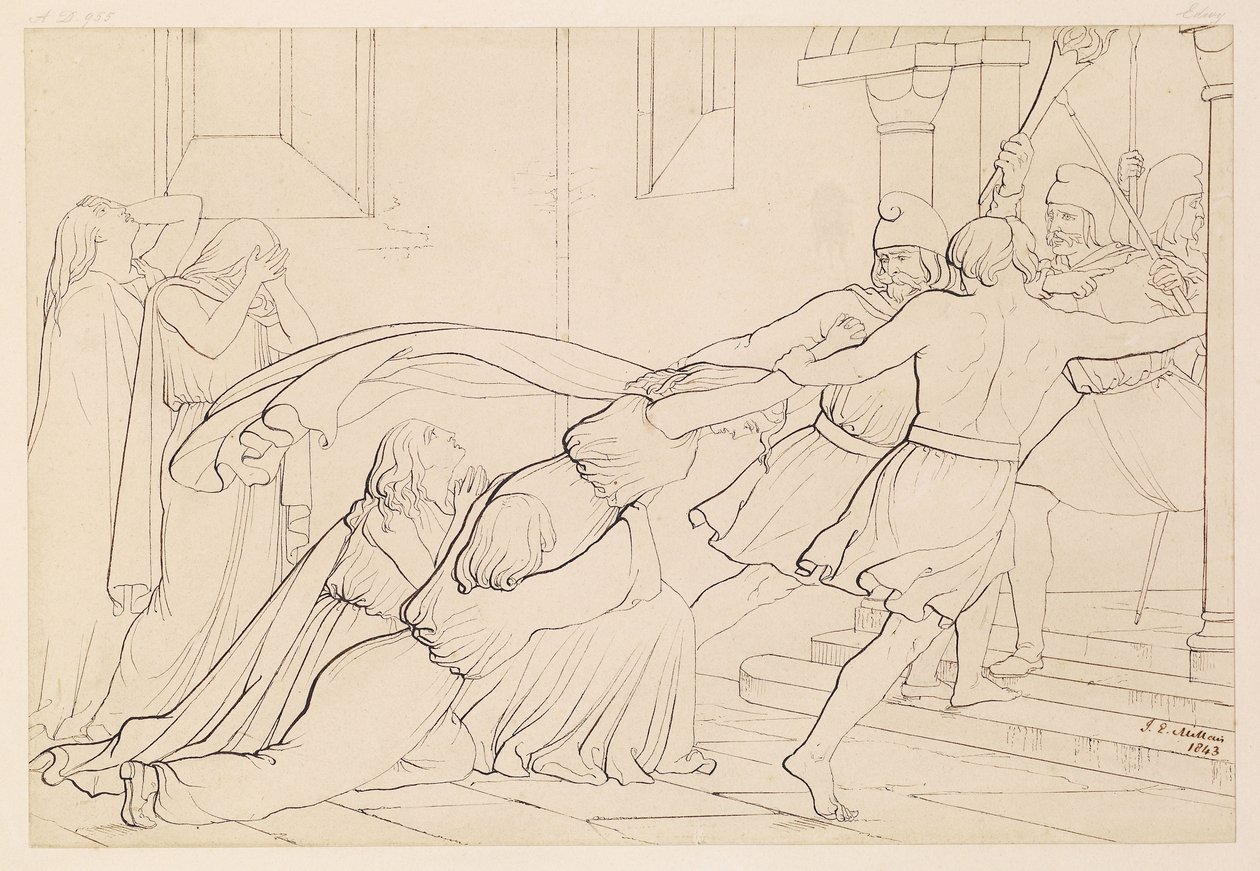 Elgiva beslaglagt af ærkebiskop Odos orden, 1843 af John Everett Millais