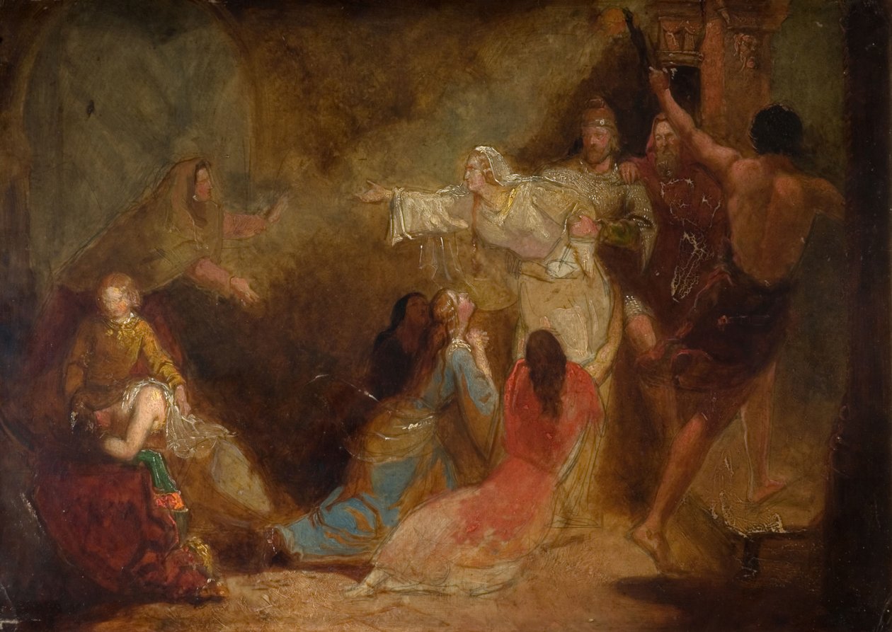 Elgiva beslaglagt efter ordre fra ærkebiskop Odo, 1847. af John Everett Millais
