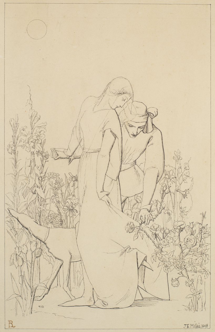 Lovers by a Rosebush, 1848 af John Everett Millais
