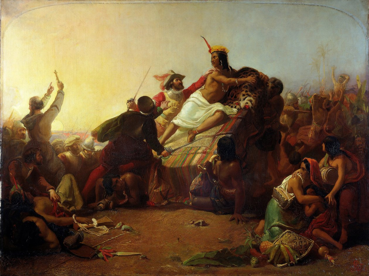 Pizarro griber inkaen i Peru, 1846 af John Everett Millais