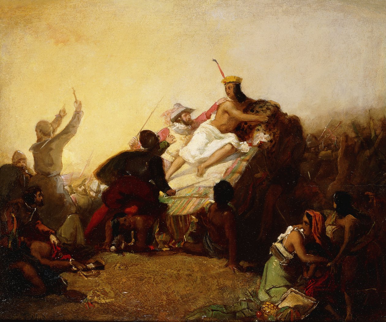 Pizarro griber inkaen i Peru, 1846 af John Everett Millais